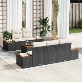 Conjunto de sofá de jardín con cojín 6 pcs Negro Poliratán en Sofás de exterior | Comprar online en Foru.es
