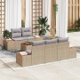 Conjunto de sofá de jardín con cojín 6 pcs Beige Poliratán en Sofás de exterior | Comprar online en Foru.es
