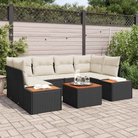 Conjunto de sofá de jardín con cojín 6 pcs Negro Poliratán en Sofás de exterior | Comprar online en Foru.es