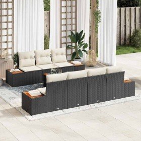 Conjunto de sofá de jardín con cojín 8 pcs Negro Poliratán en Sofás de exterior | Comprar online en Foru.es
