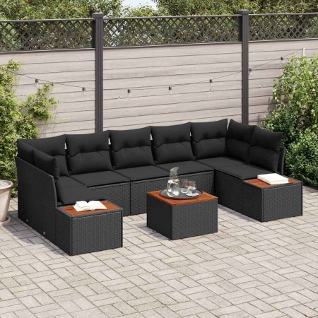 Conjunto de sofá de jardín con cojín 8 pcs Negro Poliratán en Sofás de exterior | Comprar online en Foru.es
