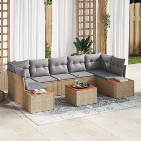 Conjunto de sofá de jardín con cojín 8 pcs Beige Poliratán en Sofás de exterior | Comprar online en Foru.es
