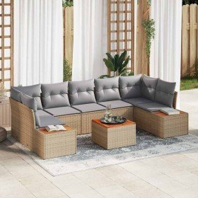 Conjunto de sofá de jardín con cojín 8 pcs Beige Poliratán en Sofás de exterior | Comprar online en Foru.es