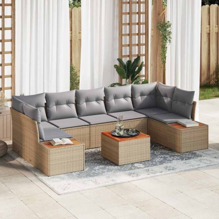 Conjunto de sofá de jardín con cojín 8 pcs Beige Poliratán en Sofás de exterior | Comprar online en Foru.es