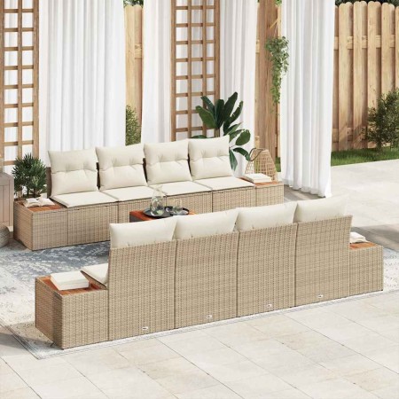Conjunto de sofá de jardín con cojín 9 pcs Beige Poliratán en Sofás de exterior | Comprar online en Foru.es