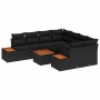 Conjunto de sofá de jardín con cojín 9 pcs Negro Poliratán en Sofás de exterior | Comprar online en Foru.es