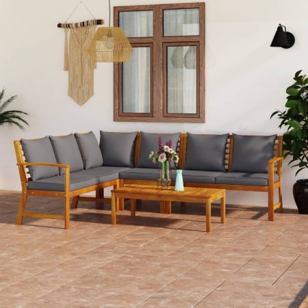 Juego de muebles jardín 5 pzas con cojines madera maciza acacia en Conjuntos de jardín | Comprar online en Foru.es