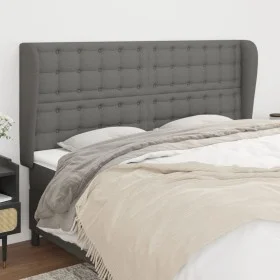 Headboard with dark gray fabric ears 183x23x118/128 cm by vidaXL, Headboards and footboards - Ref: Foro24-3118405, Price: 148...