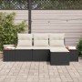 Conjunto de sofá de jardín con cojín 4 pcs Negro y crema en Sofás de exterior | Comprar online en Foru.es