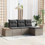 Conjunto de sofá de jardín 4 pcs Gris Rattan de Poliéster en Sofás de exterior | Comprar online en Foru.es