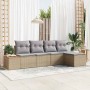 Conjunto de sofá de jardín con cojín 5 pcs Beige y Gris Claro en Sofás de exterior | Comprar online en Foru.es