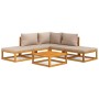 Set muebles de jardín 6 pzas madera maciza y cojines gris taupé de vidaXL, Conjuntos de jardín - Ref: Foro24-3155245, Precio:...