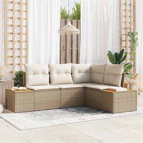 Conjunto de sofás de jardín 4 pcs Beige y Crema Ratán sintético en Sofás de exterior | Comprar online en Foru.es