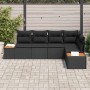 Conjunto de sofá de jardín con cojín 5 pcs Negro Poliratán en Sofás de exterior | Comprar online en Foru.es