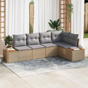 Conjunto de sofá de jardín 5 pcs beige y gris claro Poliratán en Sofás de exterior | Comprar online en Foru.es