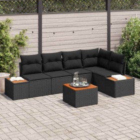 Conjunto de sofá de jardín con cojín 6 pcs Negro Poliratán en Sofás de exterior | Comprar online en Foru.es