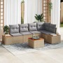 Conjunto de sofá de jardín 6 pcs beige y gris claro Poliratán en Sofás de exterior | Comprar online en Foru.es