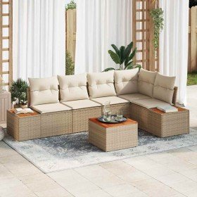 Conjunto de sofá de jardín 6 pcs beige y crema Poliratán en Sofás de exterior | Comprar online en Foru.es