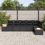 Conjunto de sofá de jardín con cojín 6 pcs Negro Poliratán en Sofás de exterior | Comprar online en Foru.es