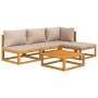 Set muebles de jardín 5 pzas madera maciza y cojines gris taupé de vidaXL, Conjuntos de jardín - Ref: Foro24-3155247, Precio:...