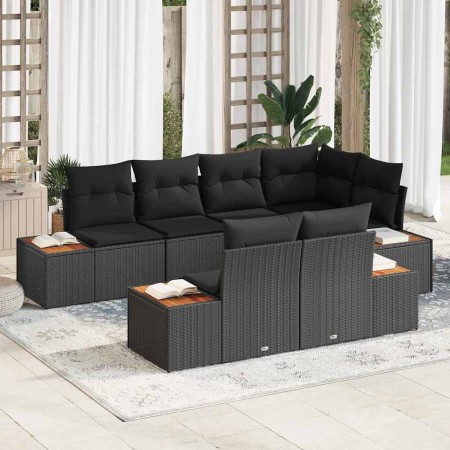 Conjunto de sofás de jardín 7 pcs Negro Ratán sintético en Sofás de exterior | Comprar online en Foru.es