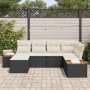 Conjunto de sofá de jardín con cojín 6 pcs Negro y crema en Sofás de exterior | Comprar online en Foru.es