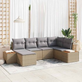 Conjunto de sofá de jardín con cojín 6 pcs Beige y Gris Claro en Sofás de exterior | Comprar online en Foru.es
