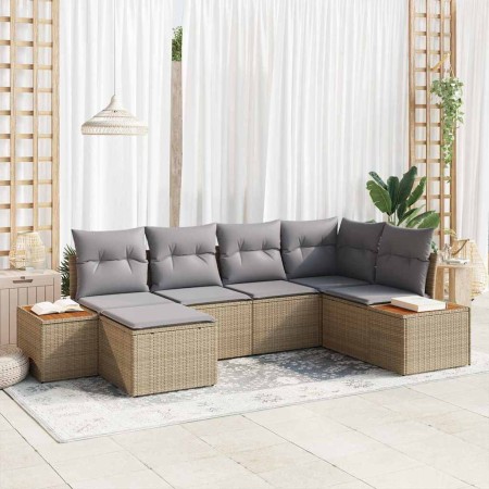 Conjunto de sofá de jardín con cojín 6 pcs Beige y Gris Claro en Sofás de exterior | Comprar online en Foru.es