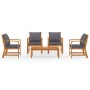 Muebles de jardín 5 piezas cojines madera maciza de acacia en Conjuntos de jardín | Comprar online en Foru.es