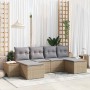 Conjunto de sofá de jardín con cojín 6 pcs Beige y Gris Claro en Sofás de exterior | Comprar online en Foru.es