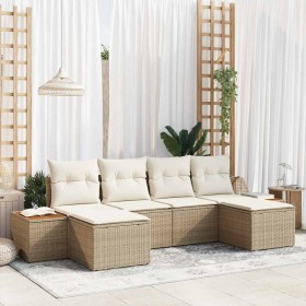 Conjunto de sofá de jardín con cojín 6 pcs Beige y Crema en Sofás de exterior | Comprar online en Foru.es