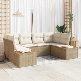 Conjunto de sofás de jardín 6 pcs Beige y Crema Ratán sintético en Sofás de exterior | Comprar online en Foru.es