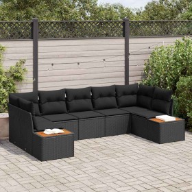 Conjunto de sofás de jardín 7 pcs Negro Ratán sintético en Sofás de exterior | Comprar online en Foru.es