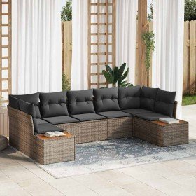 Conjunto de sofás de jardín 7 pcs Gris Ratán sintético en Sofás de exterior | Comprar online en Foru.es