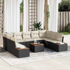 Conjunto de sofás de jardín 5 pcs Negro y crema Ratán sintético en Sofás de exterior | Comprar online en Foru.es