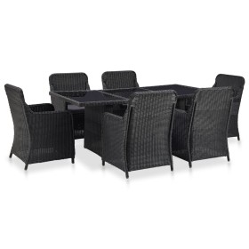 Set de comedor de jardín 7 piezas ratán sintético negro en Conjuntos de jardín | Comprar online en Foru.es