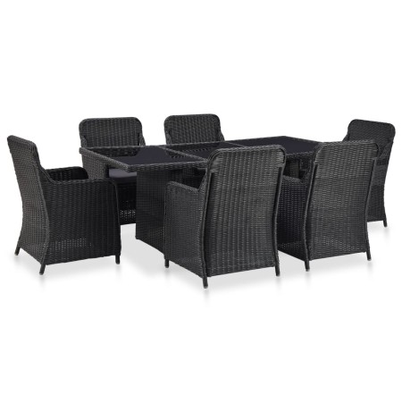 Set de comedor de jardín 7 piezas ratán sintético negro en Conjuntos de jardín | Comprar online en Foru.es