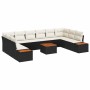 Conjunto de sofá de jardín 11 pcs Negro y crema Poliratán en Sofás de exterior | Comprar online en Foru.es