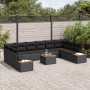 Conjunto de sofá de jardín con cojín 11 pcs Negro Poliratán en Sofás de exterior | Comprar online en Foru.es