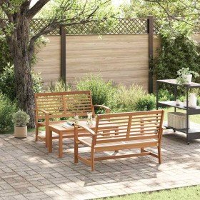 Conjunto de sofás de jardín 3 pcs Natural Madera de teca maciza en Conjuntos de jardín | Comprar online en Foru.es