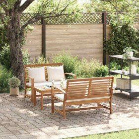 Conjunto de sofás de jardín 3 pcs Natural Madera de teca maciza en Conjuntos de jardín | Comprar online en Foru.es