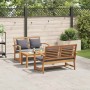 Conjunto de sofás de jardín 3 pcs Natural Madera de teca maciza en Conjuntos de jardín | Comprar online en Foru.es