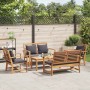 Conjunto de sofás de jardín 5 pcs Natural Madera de teca maciza en Conjuntos de jardín | Comprar online en Foru.es