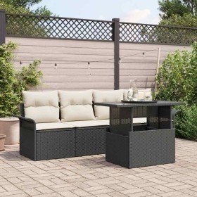 Conjunto de sofá de jardín 5 pcs Negro Rattan de Poliéster en Sofás de exterior | Comprar online en Foru.es