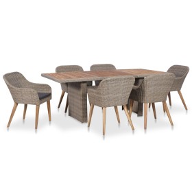 Set de comedor de jardín 7 pzas y cojines ratán sintético gris en Conjuntos de jardín | Comprar online en Foru.es