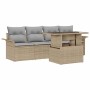 Conjunto de sofá de jardín 5 pcs Beige Rattan de Poliéster en Sofás de exterior | Comprar online en Foru.es