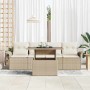 Conjunto de sofá de jardín 5 pcs Beige Rattan de Poliéster en Sofás de exterior | Comprar online en Foru.es