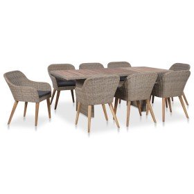 Set comedor de jardín 9 piezas y cojines ratán sintético en Conjuntos de jardín | Comprar online en Foru.es