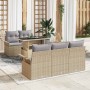 Conjunto de sofá de jardín 6 pcs Beige Rattan de Poliéster en Sofás de exterior | Comprar online en Foru.es