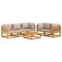 Set muebles de jardín 6 pzas madera maciza y cojines gris taupé de vidaXL, Conjuntos de jardín - Ref: Foro24-3155255, Precio:...
